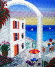 Terrace on Aegean 2020 13x16 - Greece Original Painting by Fanch Ledan - 0