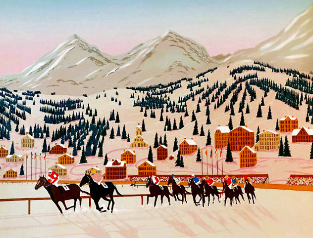 Horseracing in St. Moritz 1987 - Switzerland Limited Edition Print by Fanch Ledan