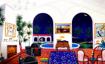 Interior with Salvador Dali 2000 Embellished Limited Edition Print - Fanch Ledan