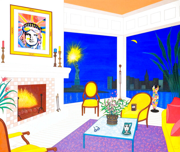 Interior with Peter Max Liberty - New York - NYC Limited Edition Print by Fanch Ledan