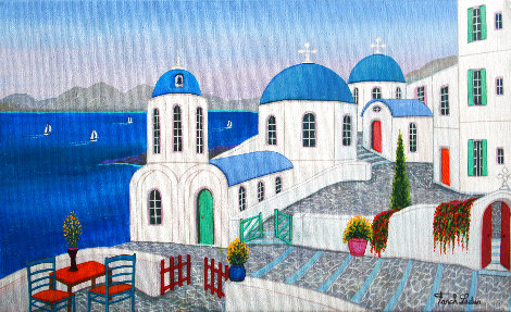 Sifnos Village 2019 11x18 - Greece Original Painting - Fanch Ledan
