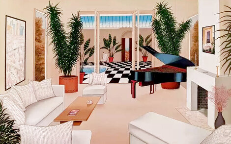 Patio Au Grand Piano 1991 - Huge Limited Edition Print - Fanch Ledan