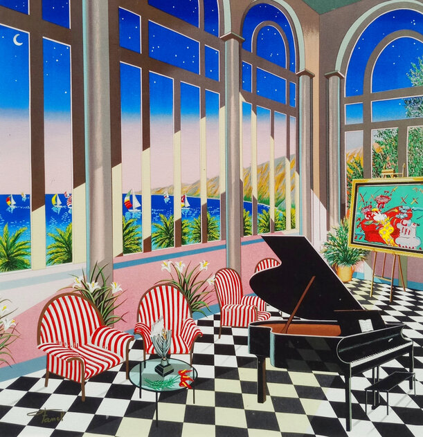 Interior with Max HC 2004 - Framed Embellished Giclee on Canvas - Huge Limited Edition Print by Fanch Ledan