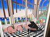 Interior with Max HC 2004 - Framed Embellished Giclee on Canvas - Huge Limited Edition Print by Fanch Ledan - 2
