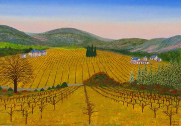 Vineyard 1975 14x20 Original Painting - Fanch Ledan Vineyard 1975 14x20 Original Painting - Fanch Ledan