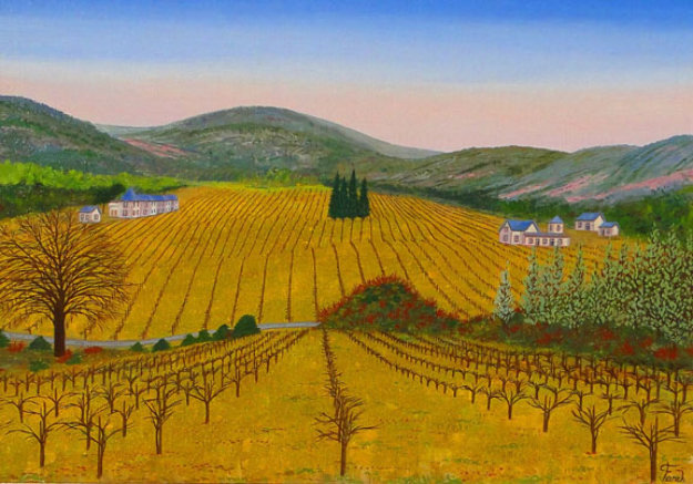 Vineyard 1975 14x20 Original Painting by Fanch Ledan Vineyard 1975 14x20 Original Painting by Fanch Ledan