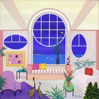 Pink Interior 23x23 Original Painting - Fanch Ledan Pink Interior 23x23 Original Painting - Fanch Ledan