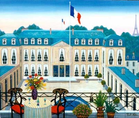 Vue sur L'Elysee 24x29 - Paris, France Original Painting - Fanch Ledan