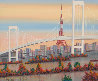 Odaiba, Paris, France 1992 24x49 - Huge Original Painting by Fanch Ledan - 1