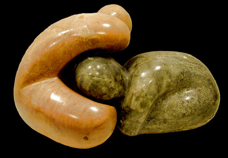 Embracing Stone Sculpture 24 in % Unique Sculpture - Nomi Faran