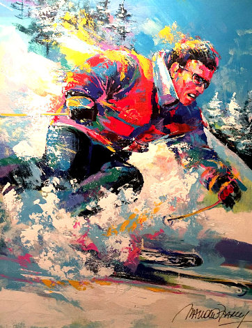 Untitled (Skier) 2007 45x35 Huge Original Painting - Malcolm Farley