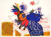 Still Life (Flowers, Carrots, Scarf, and Mandolin) Limited Edition Print by Alexandre Fassianos - 1 Still Life (Flowers, Carrots, Scarf, and Mandolin) Limited Edition Print by Alexandre Fassianos - 1