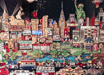 Good Evening..Guten Abend..Bon Soir..3-D 2001 Limited Edition Print - Charles Fazzino Good Evening..Guten Abend..Bon Soir..3-D 2001 Limited Edition Print - Charles Fazzino