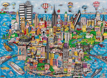 World Loves N.Y.C. Mural Edition 3-D 91x29 in Limited Edition Print - Charles Fazzino World Loves N.Y.C. Mural Edition 3-D 91x29 in Limited Edition Print - Charles Fazzino