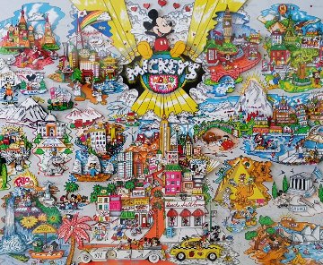 Mickey's World Tour  3-D 1996 Limited Edition Print - Charles Fazzino