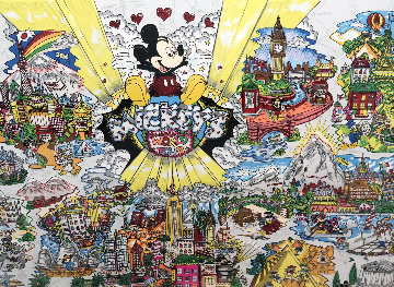 Mickey's World Tour 3-D 1996 Limited Edition Print - Charles Fazzino Mickey's World Tour 3-D 1996 Limited Edition Print - Charles Fazzino