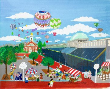 Quincy Market 1981 29x26 Original Painting - Charles Fazzino Quincy Market 1981 29x26 Original Painting - Charles Fazzino