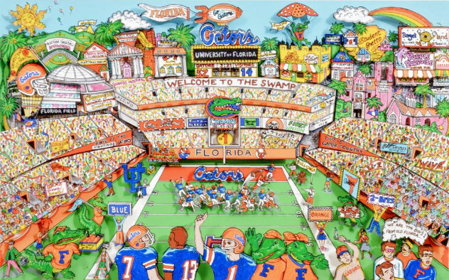 Go Go Gators 3-D - Florida HS by Players Limited Edition Print by Charles Fazzino Go Go Gators 3-D - Florida HS by Players Limited Edition Print by Charles Fazzino