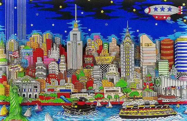 Lights of Hope And Remembrance 3-D 2003 New York - NYC - Twin Towers Limited Edition Print by Charles Fazzino