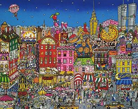 Mangia Mullberry Street 3-D NYC - New York - NYC Limited Edition Print - Charles Fazzino
