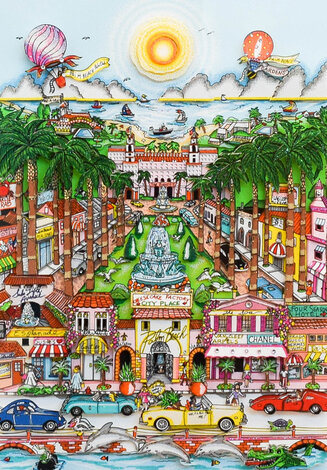 Perfectly Palm Beach 3-D Serigraph - Florida Limited Edition Print - Charles Fazzino