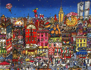 Mangia Mulberry Street 3-D Limited Edition Print - Charles Fazzino Mangia Mulberry Street 3-D Limited Edition Print - Charles Fazzino