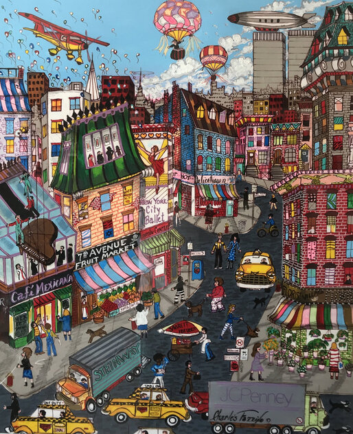 Untitled New York Cityscape 1983 Mixed Media 39x32 by Charles