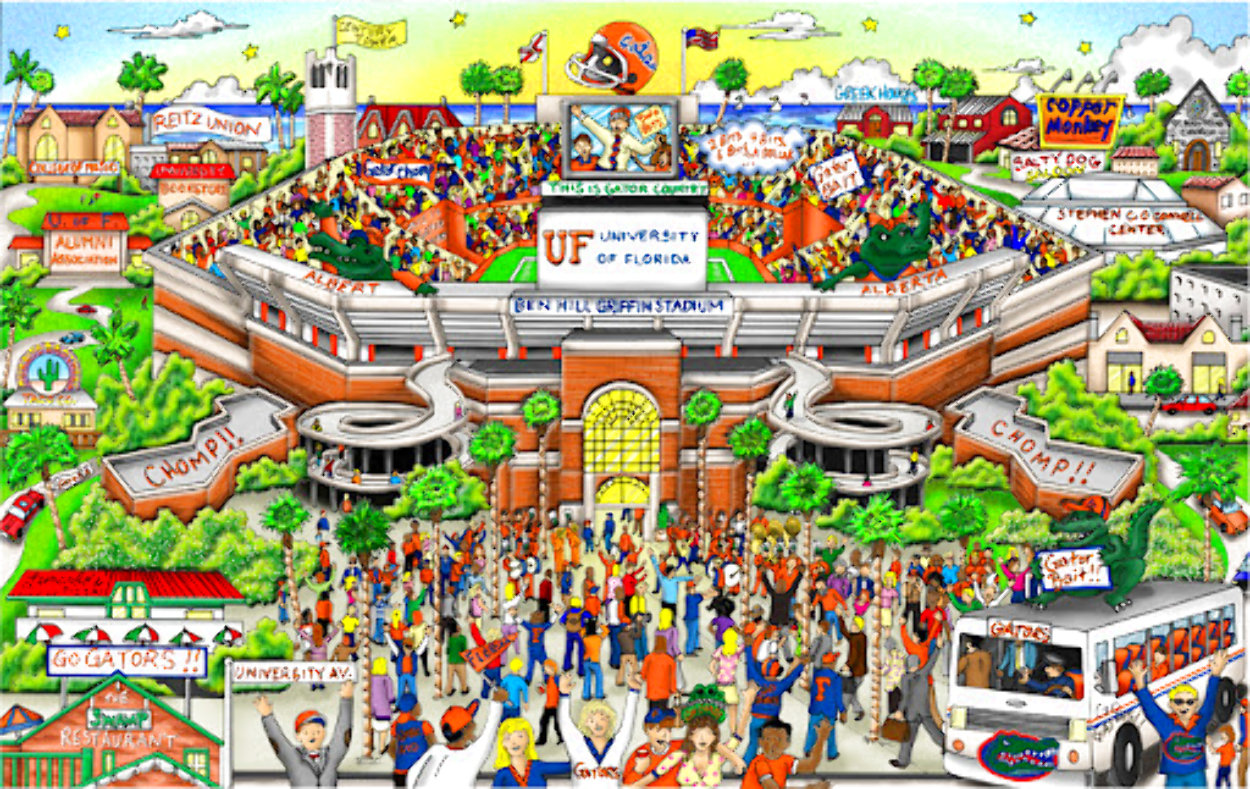 Florida Gators Chomp the Swamp 3 - D- Remark on Verso Limited Edition Print by Charles Fazzino Florida Gators Chomp the Swamp 3 - D- Remark on Verso Limited Edition Print by Charles Fazzino