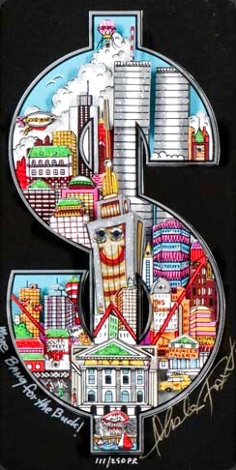 More Bang for the Buck! 2000 3-D - New York - NYC - Twin Towers Limited Edition Print - Charles Fazzino