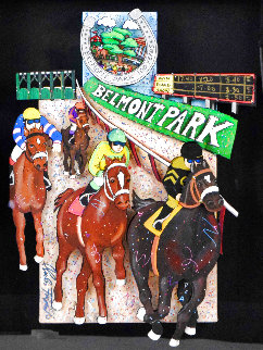 Belmont Park - 100 Years of Racing 3-D 2005 28x22 Original Painting - Charles Fazzino