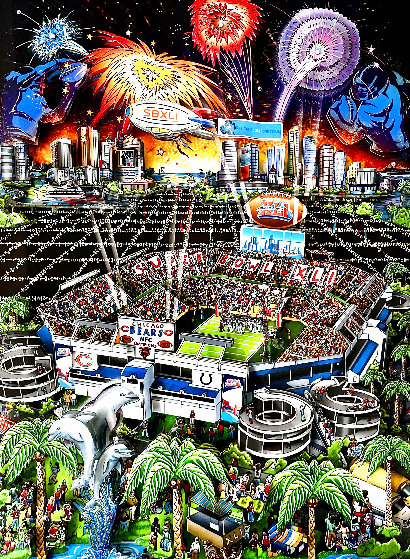 Super Bowl XLI - Miami 2006 Giclee 16x13 by Charles Fazzino