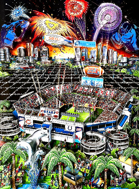 Super Bowl XLI - Miami 2006  - Florida Limited Edition Print by Charles Fazzino