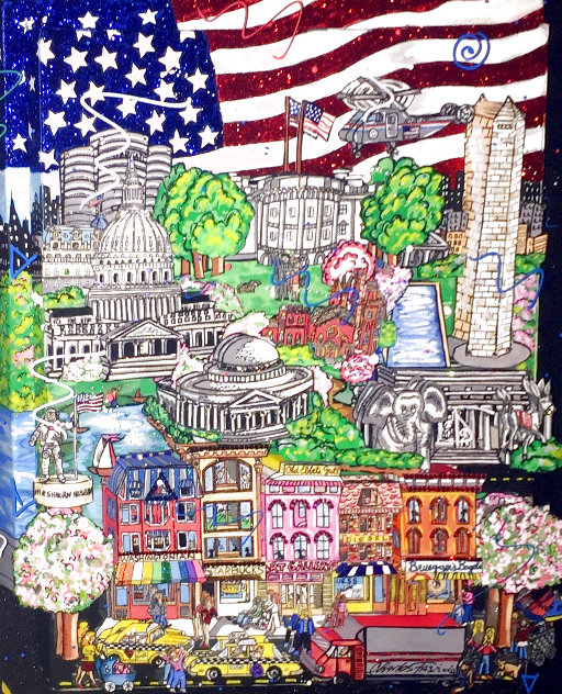 A Day in Washington DC 25x19 Original Painting by Charles Fazzino