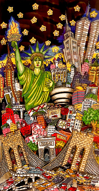 Rubbernecking New York 3-D - NYC - Twin Towers Limited Edition Print by Charles Fazzino