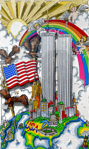 United We Stand 3-D 2001 - New York - NYC - Twin Towers Limited Edition Print by Charles Fazzino