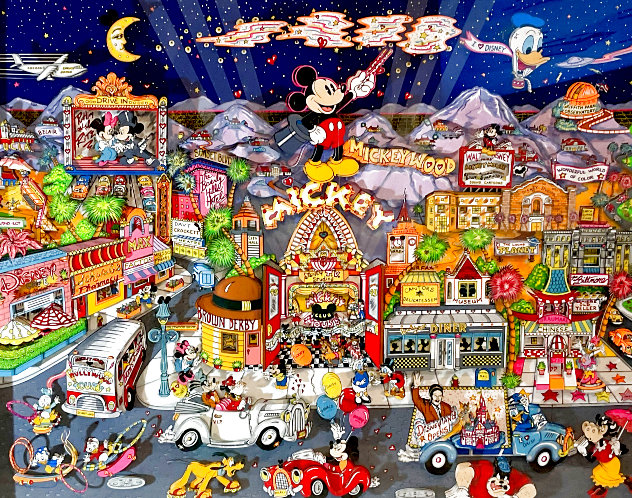 Mickeywood 3-D 1996 - Huge - Disney Limited Edition Print by Charles Fazzino