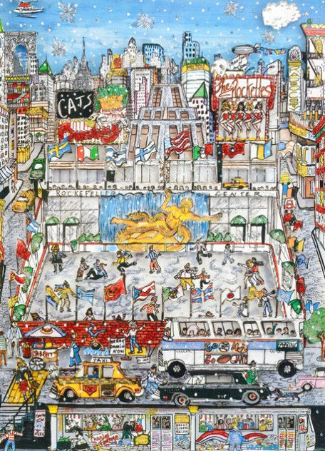 Skating At Rockefeller Center 3-D 1991 - NYC - New York Limited Edition Print by Charles Fazzino