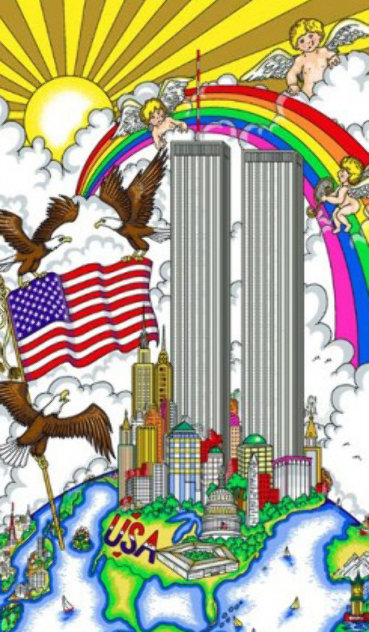 United We Stand, New York Twin Towers 2001 - NYC Limited Edition Print by Charles Fazzino