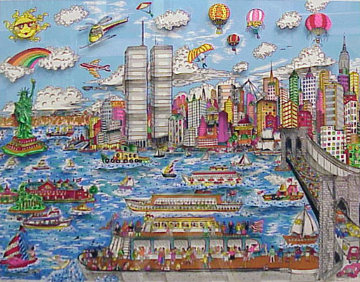 Gateway to New York 3-D (Twin Towers) Limited Edition Print - Charles Fazzino Gateway to New York 3-D (Twin Towers) Limited Edition Print - Charles Fazzino