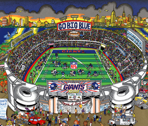 Go Big Blue! 3-D New York Giants NYC Limited Edition Print by Charles Fazzino