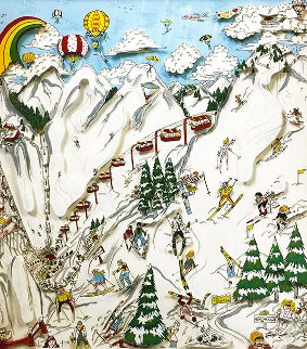 Ski, Ski, Ski 1989 3-D Limited Edition Print - Charles Fazzino Ski, Ski, Ski 1989 3-D Limited Edition Print - Charles Fazzino