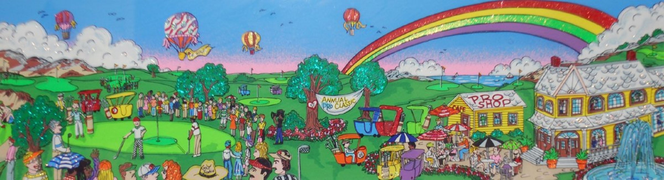 Hole in One Behind the 19th Bush 3-D Limited Edition Print by Charles Fazzino Hole in One Behind the 19th Bush 3-D Limited Edition Print by Charles Fazzino