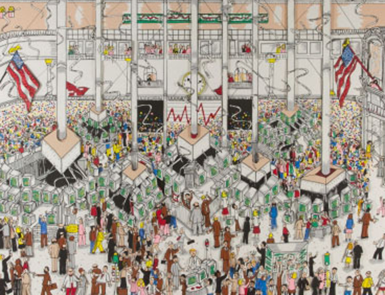 Stock Exchange 3-D 1992 Limited Edition Print by Charles Fazzino Stock Exchange 3-D 1992 Limited Edition Print by Charles Fazzino
