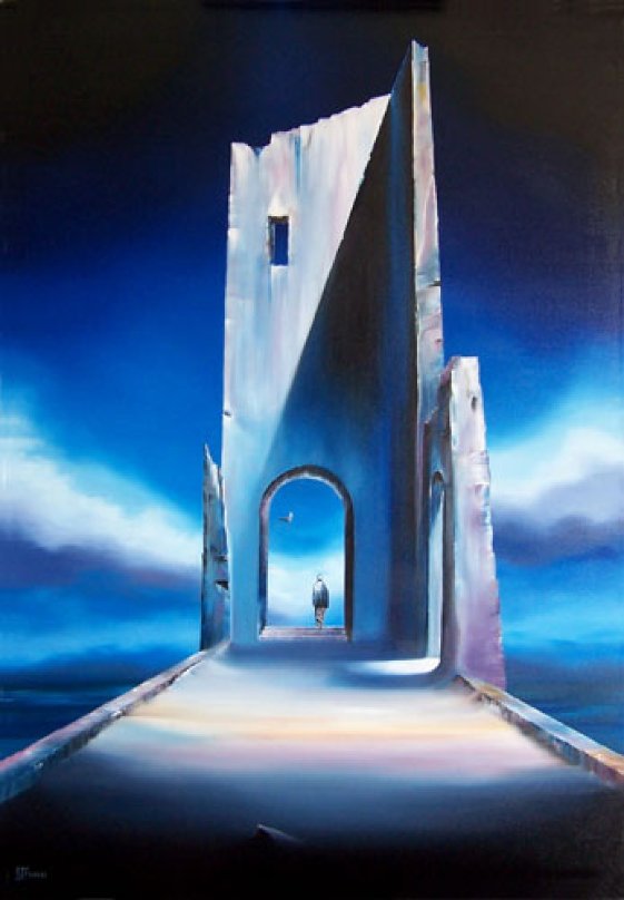 Galactic Fragment 1984 Reverse Glass Painting by Dave Archer - For