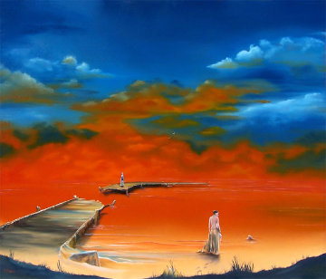 Lake of Fire 2009 24x28 Original Painting - David Fedeli