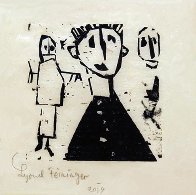 Stehkragen Woodcut Unique 1920 4x4 in Works on Paper (not prints) by Lyonel Feininger - 1 Stehkragen Woodcut Unique 1920 4x4 in Works on Paper (not prints) by Lyonel Feininger - 1
