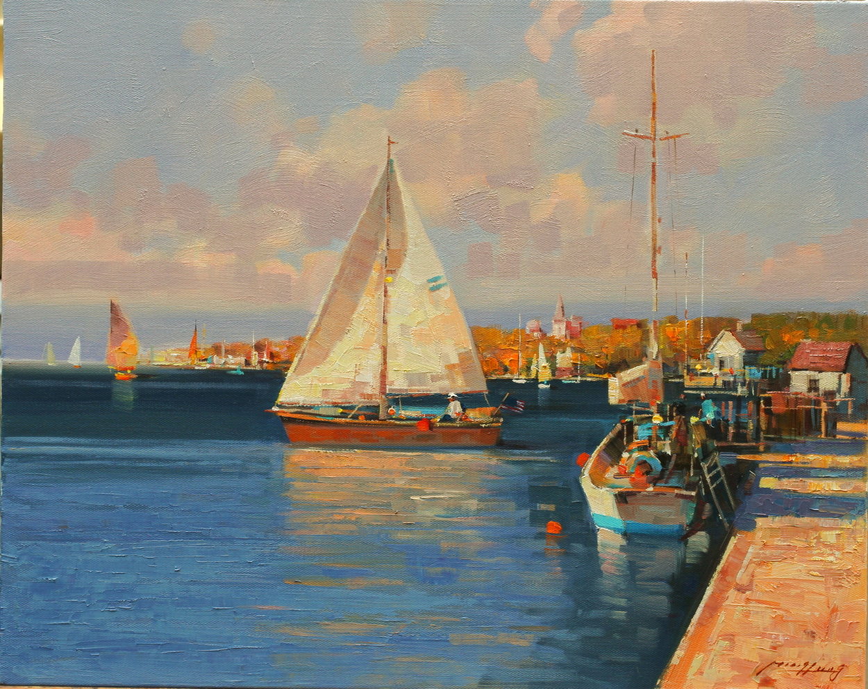 Sailing in Summer Original 2020 21x25 Original Painting by Ming Feng