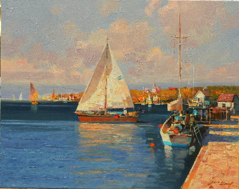Sailing in Summer Original 2020 21x25 Original Painting - Ming Feng