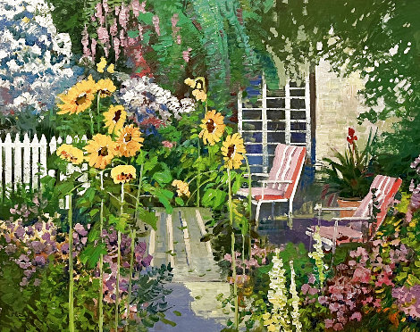Untitled Garden 28x32 Original Painting - Ming Feng