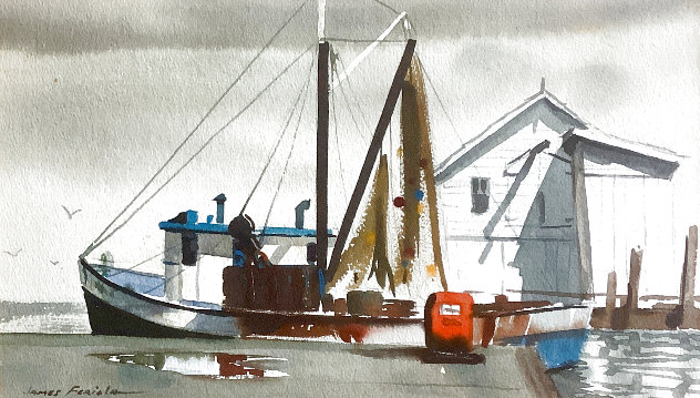 Untitled Nautical Scene Watercolor 11x16 Watercolor by James Feriola